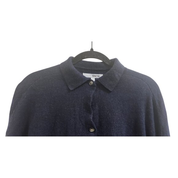 SWTR Navy Merino Wool Blend Sweater men’s Size S Soft Knit Pullo cardigan - Picture 4 of 12